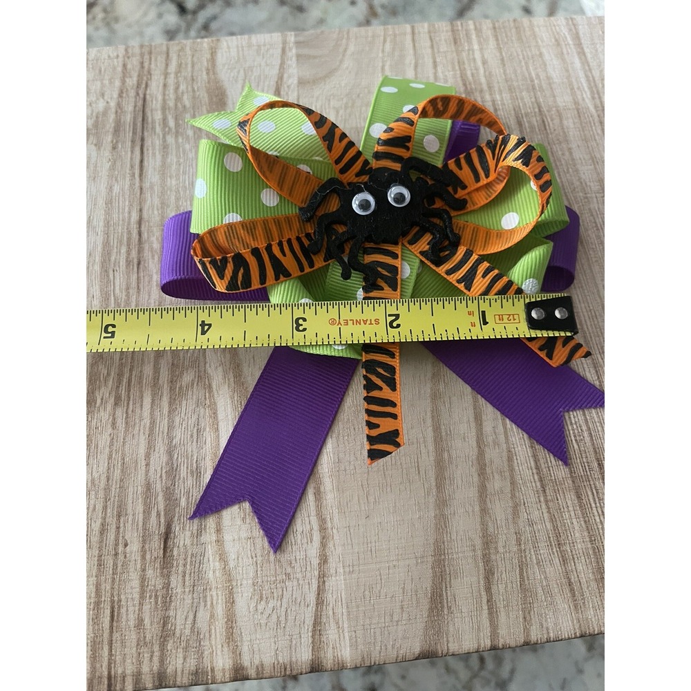 Halloween Girls Hair Bows 2 Total Black Cat & Spider No Tag - New - Picture 9 of 10